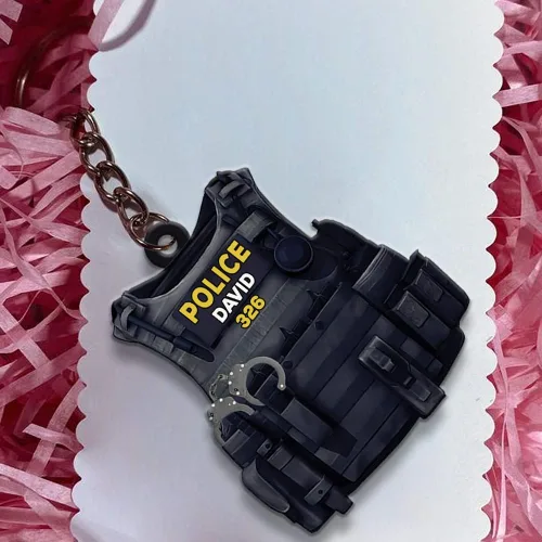 Vista 4 de Llavero personalizado para oficiales de policía, regalo de policía personalizado para él, llavero de policía personalizado, regalos de policía