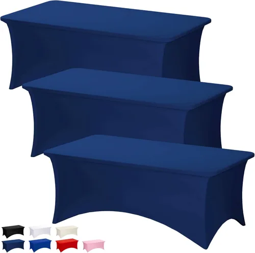 Vista 13 de Fixwal Paquete de 6 Manteles de Mesa Rectangulares, Cubierta de Mesa de 6 Pies, Mantel Blanco Rectangular Ajustado Elástico Rectangular, Cubierta