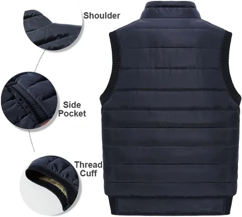 Vista 3 de XinYangNi Men's Winter Warm Outdoor Padded Puffer Vest Thick Fleece Lined Sleeveless Jacket
