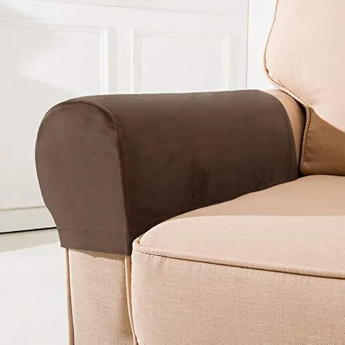 Vista 15 de XMNTG Juego de 2 fundas elásticas para reposabrazos de color beige, terciopelo suave, antimanchas, lavables para sillas, sofá, sillón reclinable