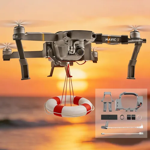 Vista 2 de Sistema Airdrop para DJI Mavic Pro, dispositivo de liberación de entrega de transporte de carga útil, liberación de cebo de pesca, gancho caída