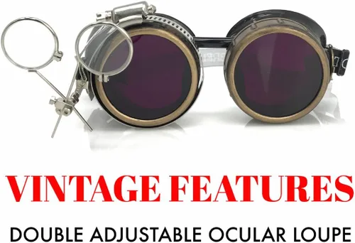 Vista 15 de UMBRELLALABORATORY Gafas de estilo victoriano Steampunk con diseño de brújula y lupa ocular, gafas para rave