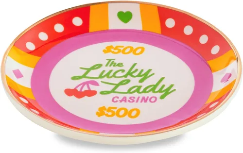 Vista 2 de ban.do Bandeja de cerámica para joyas, pequeña bandeja decorativa para llaves o decoración, bonita bandeja de casino para casino, Lucky Lady