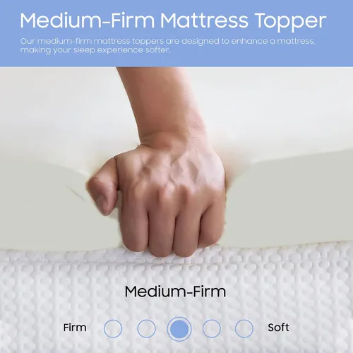 Vista 3 de Greaton Cubrecolchón de espuma de 2 pulgadas con soporte corporal perfecto, cubrecama cómodo y suave para una máxima relajación, mejora el dolor