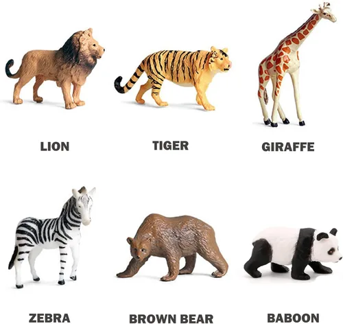 Vista 4 de 12 piezas de mini juguetes africanos de animales salvajes para niños, figuras realistas del mundo de safari, figuras de animales, juguete ideal