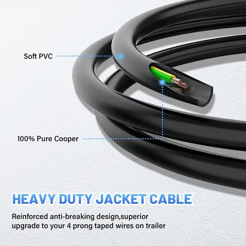 Vista 5 de MECMO - Conector de extremo de remolque de 4 vías, cable con chaqueta de 20 pies, arnés de cableado de enganche plano de 18AWG codificado por