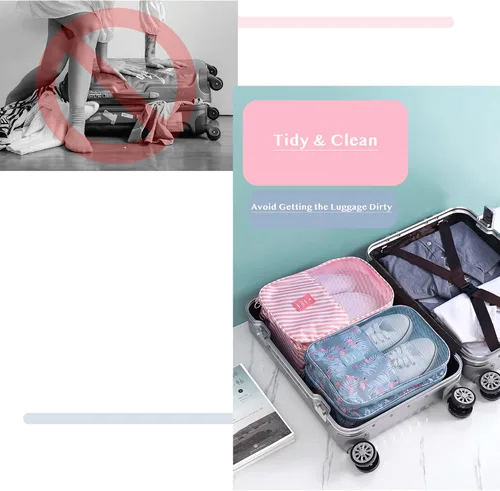 Vista 2 de Accesorios de viaje, bolsas de zapatos para almacenamiento, bolsas de viaje, esenciales de viaje, cubos de embalaje de equipaje con asa, organizador