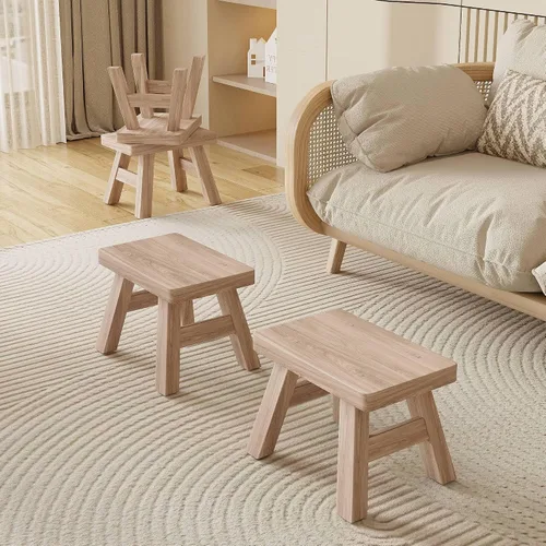 Vista 8 de Taburete resistente de madera maciza, pequeño para niños y adultos, soporte para plantas, taburete de pesca (marrón)