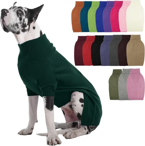 Vista 62 de IECOii Suéter de perro salchicha de cuello alto para perros pequeños, medianos y hembras, elástico y transpirable, abrigo de punto cálido, para Negro