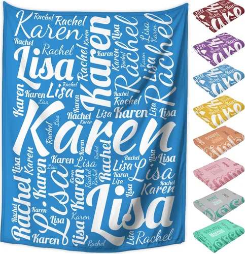 Vista 30 de Manta personalizada con nombre, mantas de franela personalizadas para bebés, niños y adultos con nombre, regalo de Navidad, cumpleaños, día de San