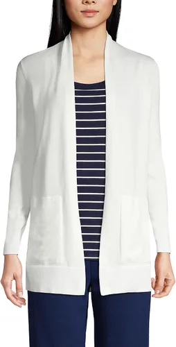 Vista 3 de Lands' End Cárdigan largo abierto de algodón para mujer