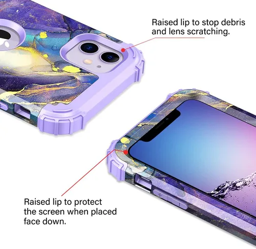 Vista 4 de Rancase Funda para iPhone 11, tres capas de alta resistencia a prueba de golpes, protección de plástico duro + funda protectora de goma de silicona