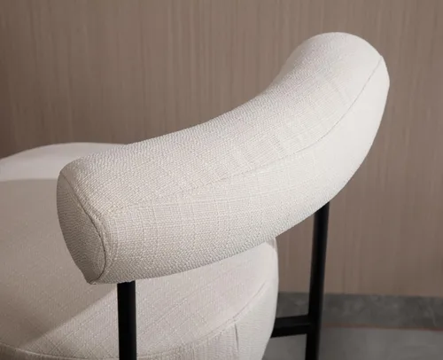 Vista 6 de EALSON Moderno juego de 2 taburetes de bar tapizados de lino con respaldo abierto curvo/asiento redondo, cómodas sillas de bar para isla de cocina