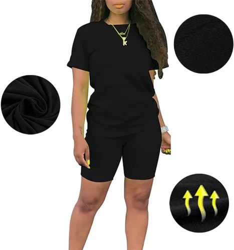 Vista 2 de Conjuntos de dos piezas para mujer, conjuntos cortos de verano, conjuntos de ropa deportiva
