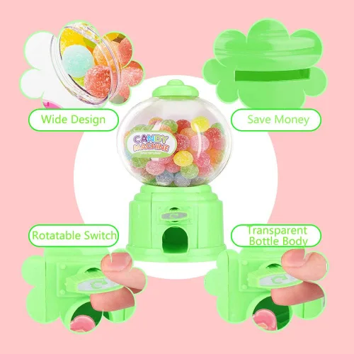 Vista 3 de Máquina portátil del caramelo de los niños plástico Mini Gumballs Dispensador Niños Kindergarten Regalo (verde)