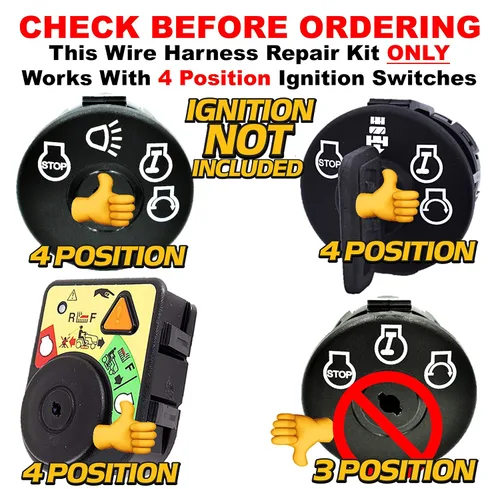 Vista 4 de HD Switch Kit de reparación de conectores de terminales de 7 conectores de terminales para interruptor de encendido de arranque, sustituye a John