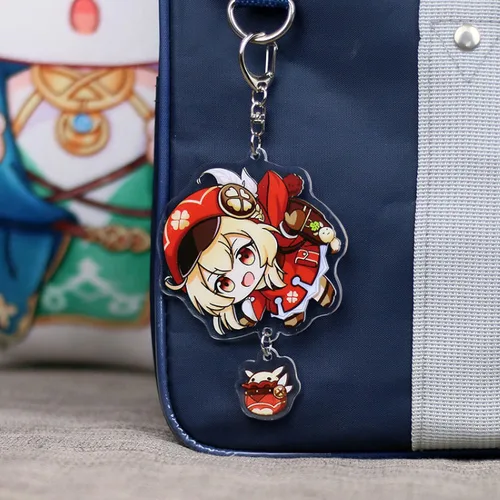 Vista 3 de Genshin Impact - Juego de llaveros de acrílico con diseño de anime diseño de cosplay y visión personalizado para hombres y mujeres paquete de 6 A 6