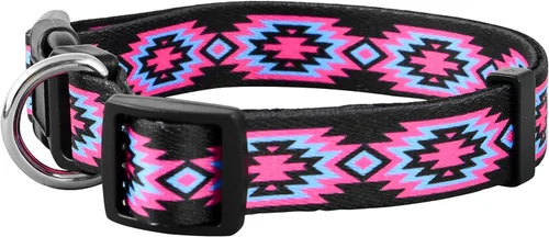 Vista 2 de Native Pup Collar de perro occidental, bonito diseño azteca tribal, macho y hembra (S, rosa)