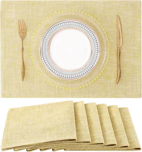 Vista 41 de homing - Juego de 4 manteles individuales de algodón y lino, manteles de tela lavables para mesa de comedor de estilo rústico para interiores y Negro