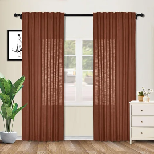 Vista 36 de cololeaf Cortinas de lino naturales de 63 pulgadas de largo, cortinas neutras con bolsillo para barra, pestaña trasera, oscurecimiento de la Aqua