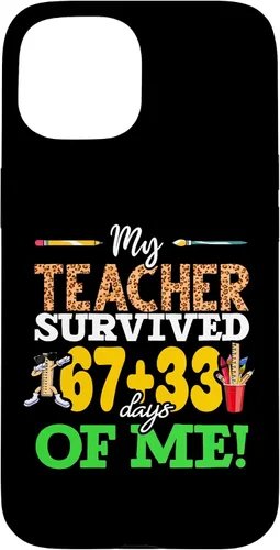 Vista 6 de My Teacher Survived 67+33 Days of Me Dab 100 Days of School Case for iPhone 17
