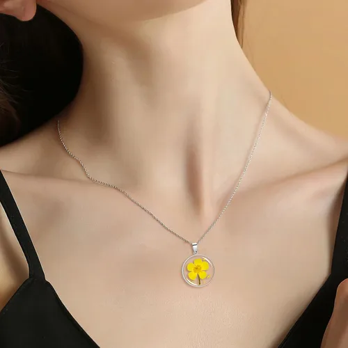 Vista 45 de Pressed Flower Necklace Gift for Women Personalized Handmade Necklaces Birth Flower Necklace
