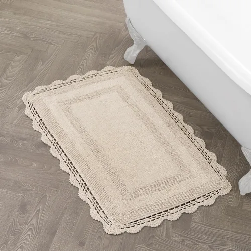 Vista 11 de Laura Ashley Alfombra de baño de algodón de ganchillo 17x24 in, Aqua