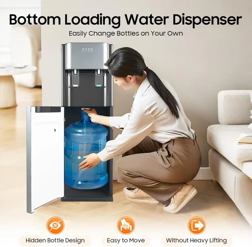 Vista 2 de Enfriador de agua de pie de 620 W, dispensador de agua de carga inferior para botella de 5 galones, jarra de agua con 3 ajustes de temperatura