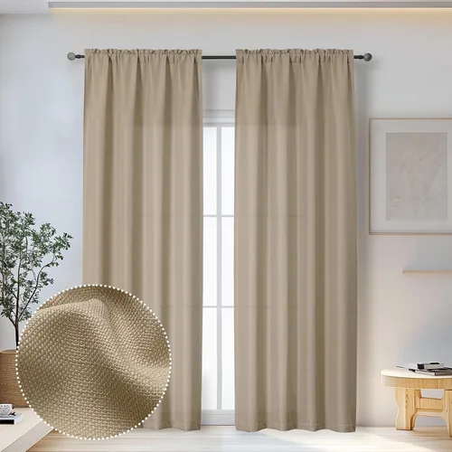 Vista 51 de OWENIE Bob Juego de 2 Paneles de Cortinas Negras de Cocina para Ventanas de 36 Pulgadas de Largo, Cortinas Cortas de Café con Textura de Lino