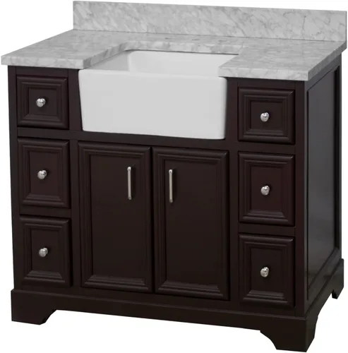 Vista 5 de Kitchen Bath Collection Zelda - Mueble de granja de 42 pulgadas (carrara/chocolate): incluye gabinete de chocolate con encimera de mármol italiano