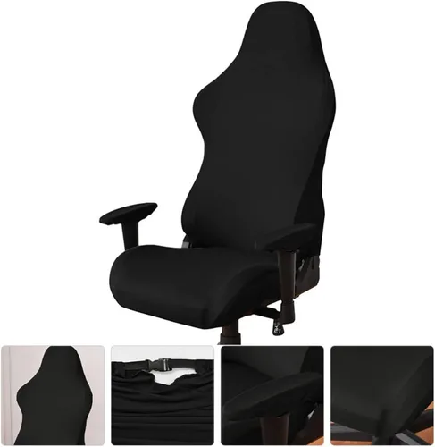 Vista 7 de Beavorty Juego de fundas elásticas para sillas de computadora con protectores de reposabrazos, ajuste elástico para sillas estándar de deportes
