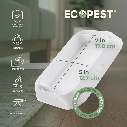 Vista 6 de Interceptores para insectos de cama – Paquete de 4 Bloqueador de insectos (XL) Trampas interceptoras (blanco) Trampa para insectos, monitor