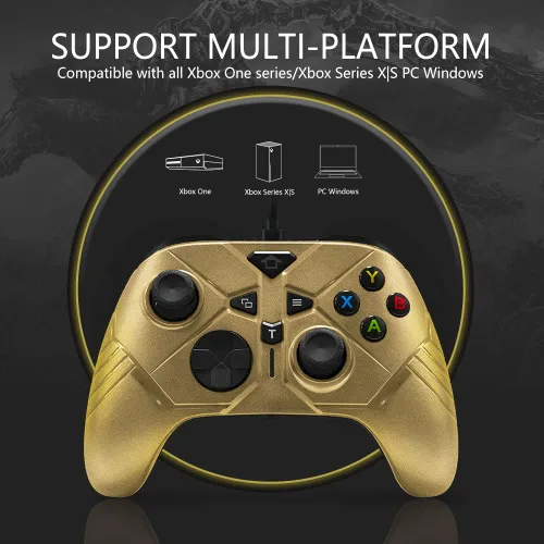 Vista 3 de Control con cable para Xbox con botón trasero, controlador para juegos, doble vibración, joystick compatible con Xbox OneOne XOne SOne Series XS
