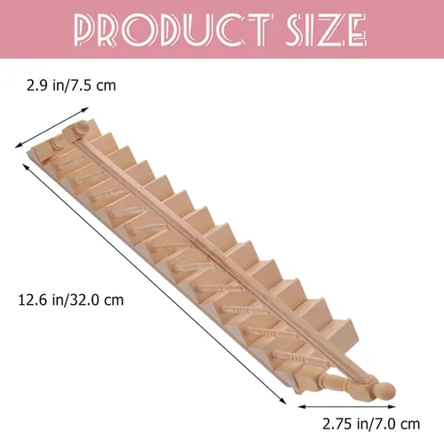 Vista 4 de DOITOOL Escalera en miniatura de 12 escalas con pasamanos izquierdos, sin pintar, accesorio de muebles de casa de muñecas de madera para bricolaje