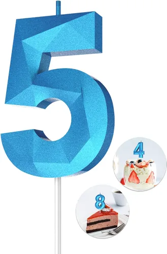 Vista 27 de Velas de cumpleaños con números (0 velas negras), forma de diamante 3D, decoración de pastel de feliz cumpleaños para niños y hombres, cumpleaños