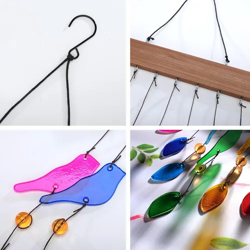 Vista 6 de Campanas de viento de vidrio coloridas para jardín y patio al aire libre - Campana de viento con diseño de pájaro hecha a mano, regalo perfecto