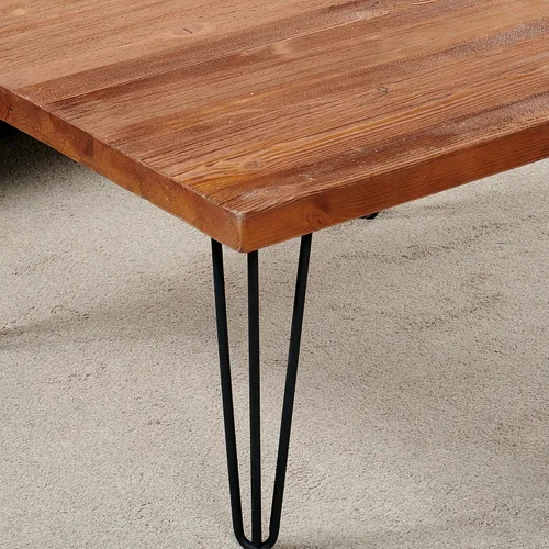 Vista 4 de Mesa de centro cuadrada de madera natural de 27 x 27 x 15 pulgadas de alto, mesas vintage de madera rústica para sala de estar, comedor, sofá