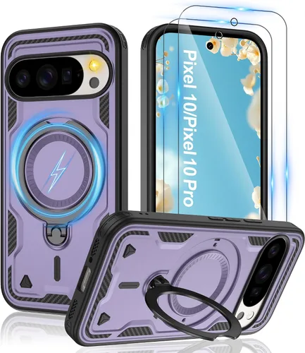 Vista 93 de Gritup fro Funda para Google Pixel 9A, funda protectora magnética de grado militar compatible con Mag-Safe, 2 protectores de pantalla HD, soporte