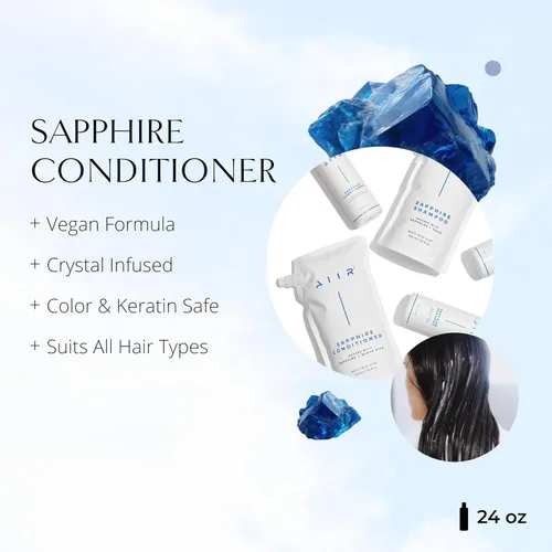 Vista 2 de AIIR Champú Zafiro – Elimina la acumulación de producto añadiendo brillo y suavidad, los aminoácidos reparan y fortalecen el cabello dañado