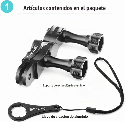 Vista 2 de Soporte de manillar GoPro de bola de aluminio, rotación de 360 grados y bloqueo en cualquier dirección, resistente a los golpes, compatible
