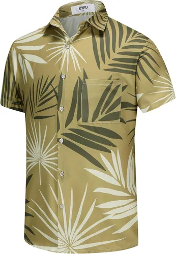 Vista 23 de KYKU Hawaiian Shirt for Men: Tropical Summer Beach Short Sleeve Button Down Shirt with Pocket