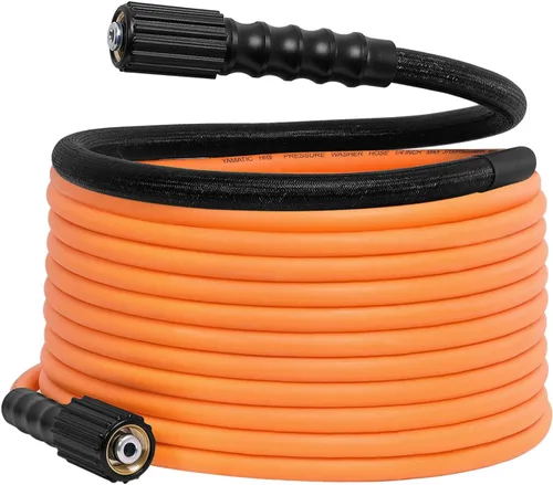 Vista 9 de YAMATIC Manguera de lavado a presión de 25 pies, 1/4 de pulgada 3600 PSI Manguera de lavado eléctrico M22, flexible de alta presión resistente a