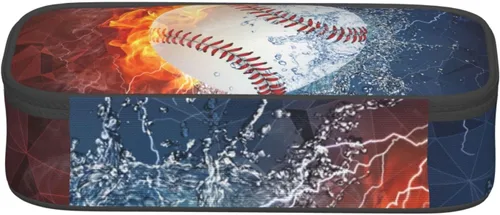 Vista 7 de Estuche de béisbol para lápices deportivos para niños y hombres, gran capacidad, duradero, bolsa de almacenamiento para bolígrafos, estuche