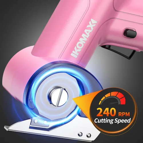 Vista 3 de KOMAX Tijeras eléctricas inalámbricas, cortador de cartón de 4 V con 3 cuchillas, batería recargable de 2000 mAh, caja de almacenamiento, tijeras