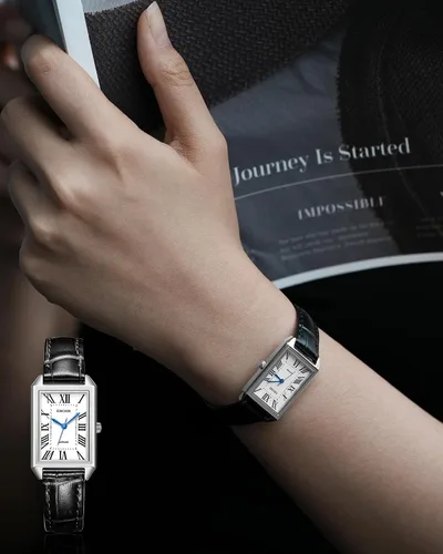 Vista 4 de Reloj clásico de cuarzo para mujer, elegante y resistente, con correa de piel de vacuno, perfecto para cualquier ocasión
