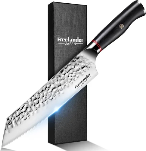Vista 12 de Freelander Juego de 4 cuchillos para pizza con cuchillas afiladas de acero inoxidable, diseño forjado de espiga completa, mango ergonómico