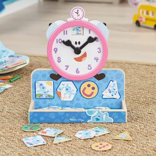 Vista 5 de Melissa & Doug Blue's Clues & You! - Reloj magnético de madera (31 piezas)