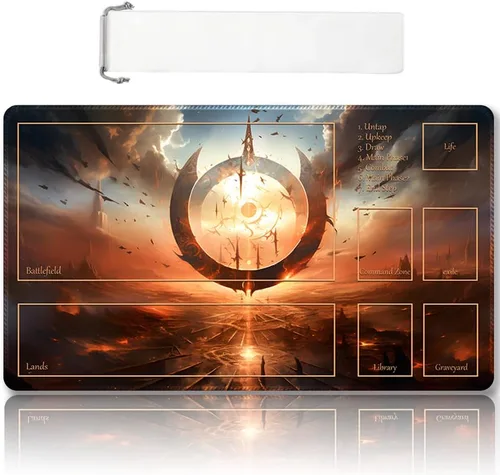 Vista 7 de Tapete de juego MTG cosido de alta calidad con zonas y respaldo de goma antideslizante, tapete de juego TCG para MTG y otros juegos de cartas, Dkt
