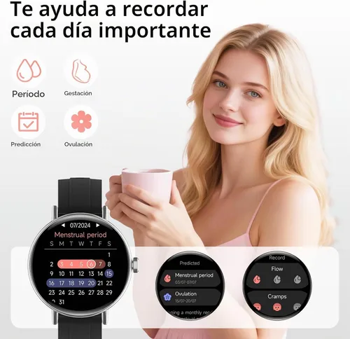 Vista 8 de Yoever Smart Watch for Men Women,1.57" 43mm HD Scree,BT Calling,2 Straps