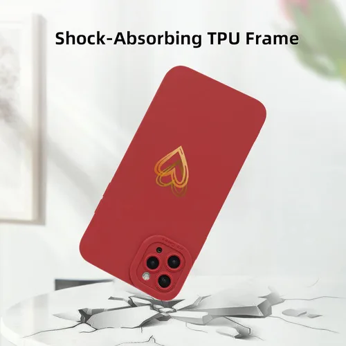Vista 3 de Funda compatible con iPhone 11 Pro Max (2019 de 6.5 pulgadas), funda de silicona líquida, forma de corazón de amor y protección completa para lente